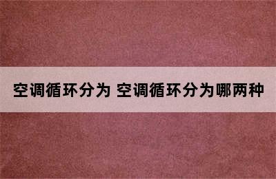 空调循环分为 空调循环分为哪两种